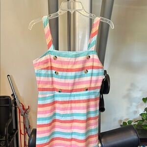 Colorful Striped Button Dress 100% cotton